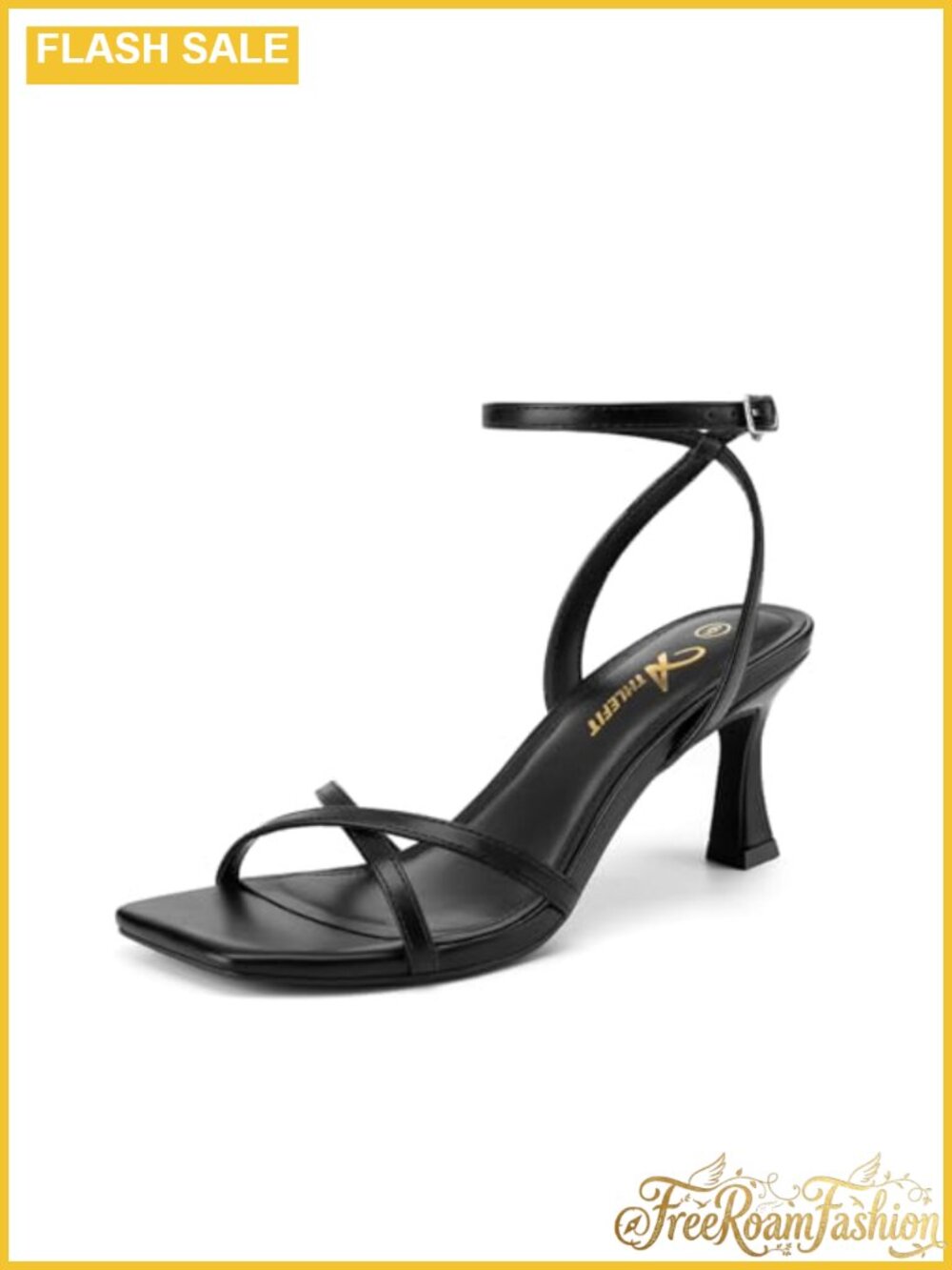 Square Open Toe Strappy Kitten Heel Sandals